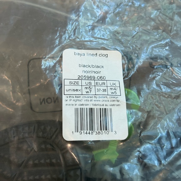 Crocs Baya Lined Clog Relaxed Fit‎ Fleece Cozy Hike Camp Black Womens Size 7 NWT - Picture 4 of 9